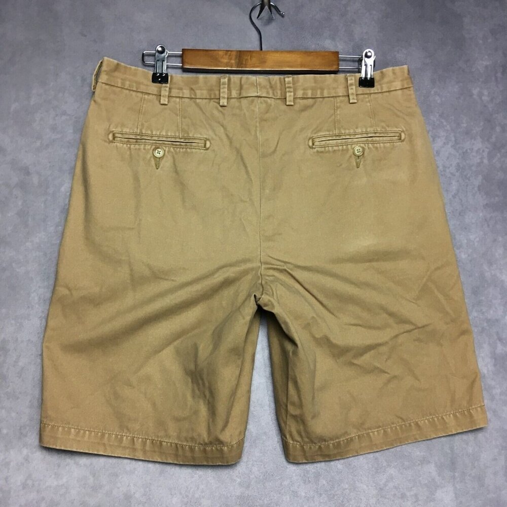 Peter Millar Mens Shorts size 34 Khaki Tan Pima Cotton Flat Front Casual Zip Fly - Picture 2 of 10